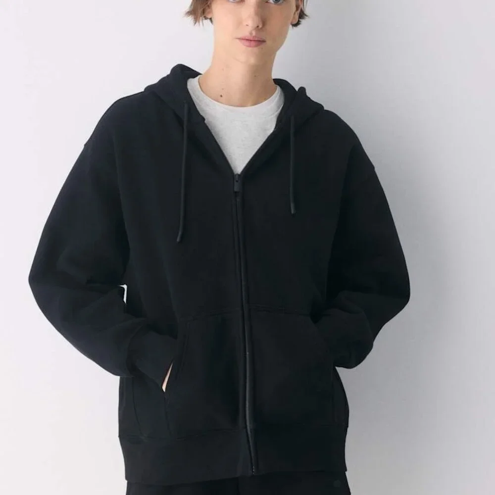 [SOLD] Cozy Sweatfleece Boyfriend Zip Hoodie Black Small - Picture 2 of 14